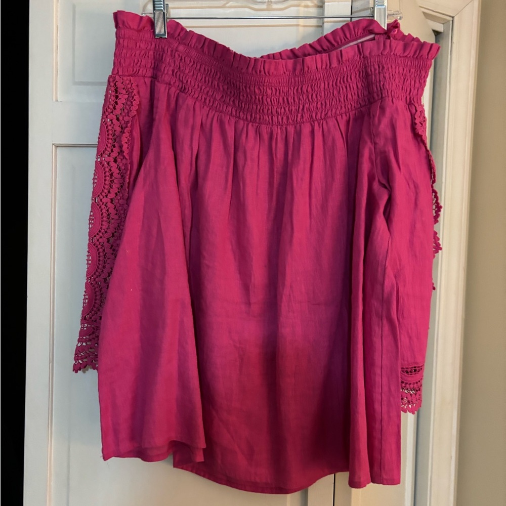 Linen pink off shoulder top - size 2.5 Chicos